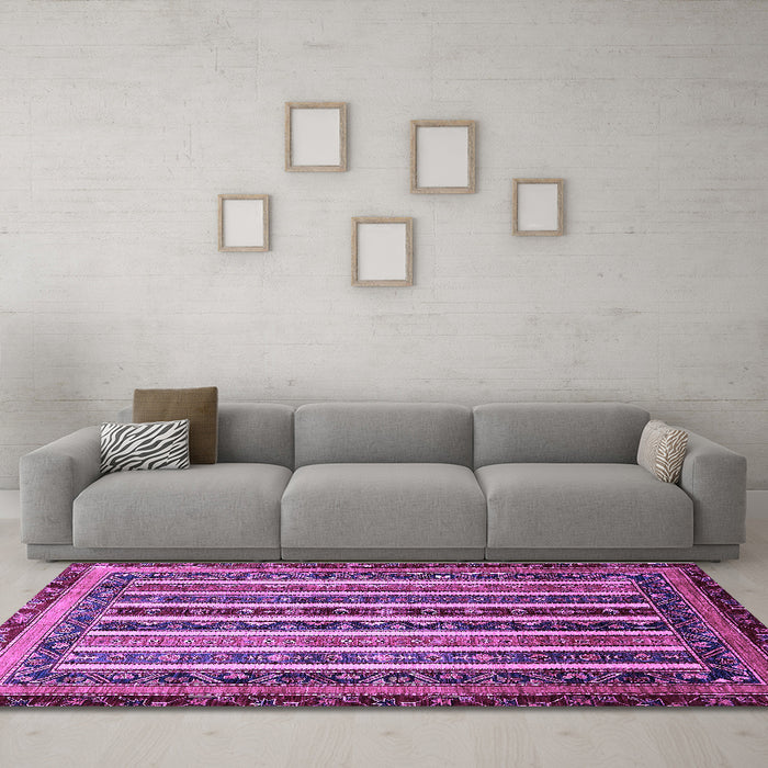 Machine Washable Abstract Purple Modern Area Rugs in a Living Room, wshabs661pur