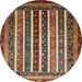 Round Abstract Red Modern Rug, abs661