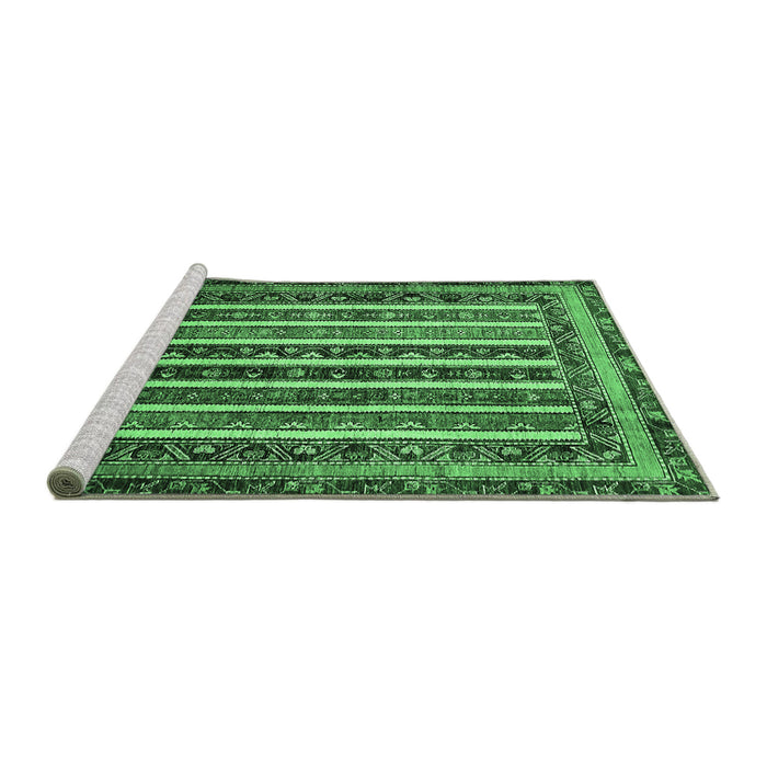 Sideview of Machine Washable Abstract Emerald Green Modern Area Rugs, wshabs661emgrn