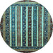 Round Abstract Light Blue Modern Rug, abs661lblu