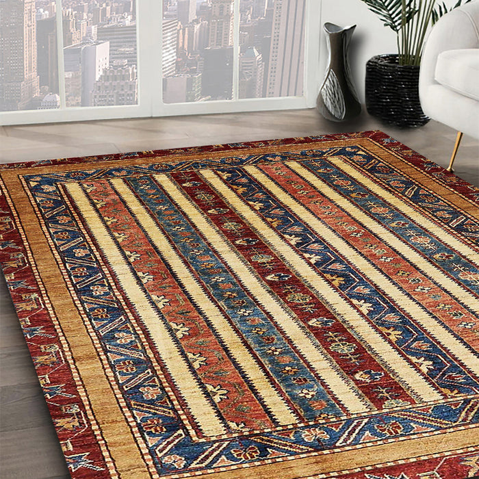 Abstract Red Modern Rug in Family Room, abs661