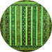 Round Machine Washable Abstract Green Modern Area Rugs, wshabs661grn