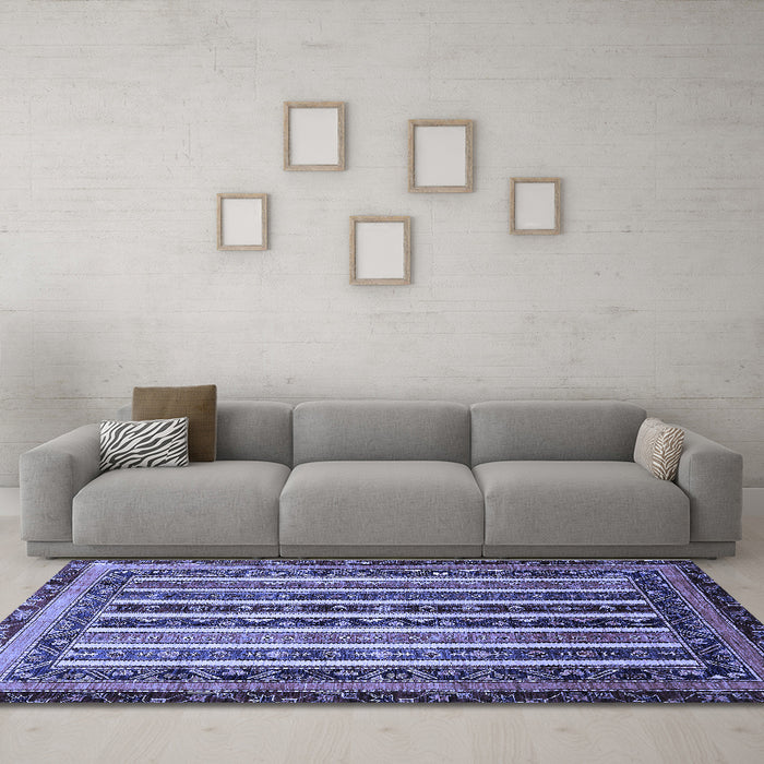 Machine Washable Abstract Blue Modern Rug in a Living Room, wshabs661blu
