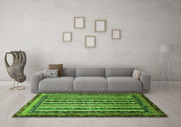 Machine Washable Abstract Green Modern Rug, wshabs661grn