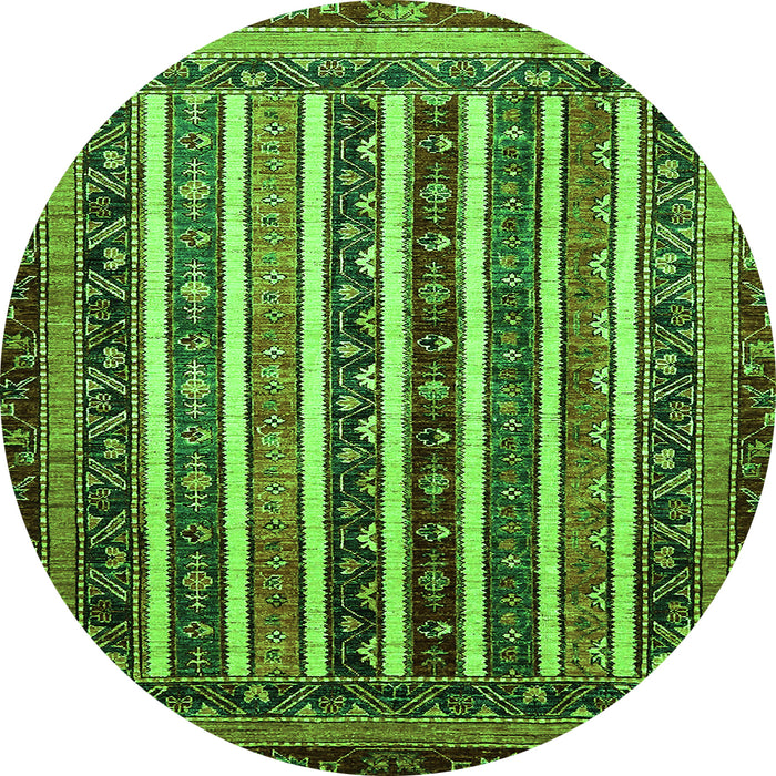 Round Abstract Green Modern Rug, abs661grn
