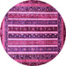 Round Machine Washable Abstract Pink Modern Rug, wshabs661pnk