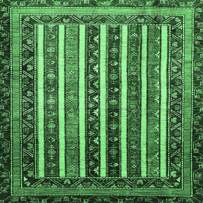 Square Machine Washable Abstract Emerald Green Modern Area Rugs, wshabs661emgrn