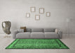 Machine Washable Abstract Emerald Green Modern Area Rugs in a Living Room,, wshabs661emgrn