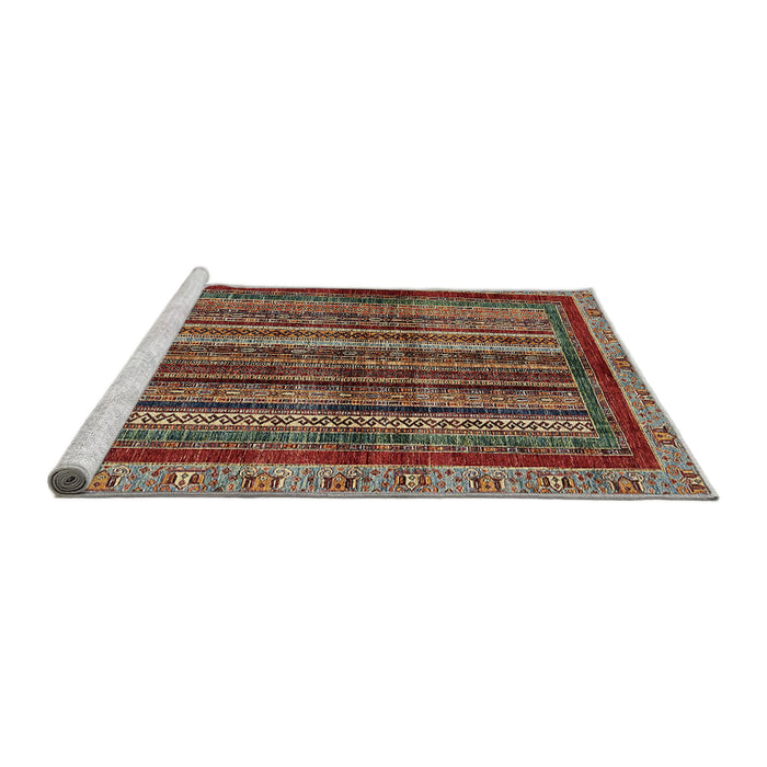 Sideview of Machine Washable Abstract Saffron Red Rug, wshabs662