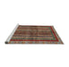 Sideview of Machine Washable Abstract Saffron Red Rug, wshabs662