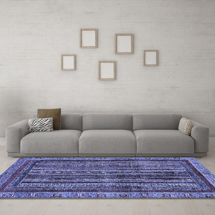 Machine Washable Abstract Blue Modern Rug in a Living Room, wshabs662blu