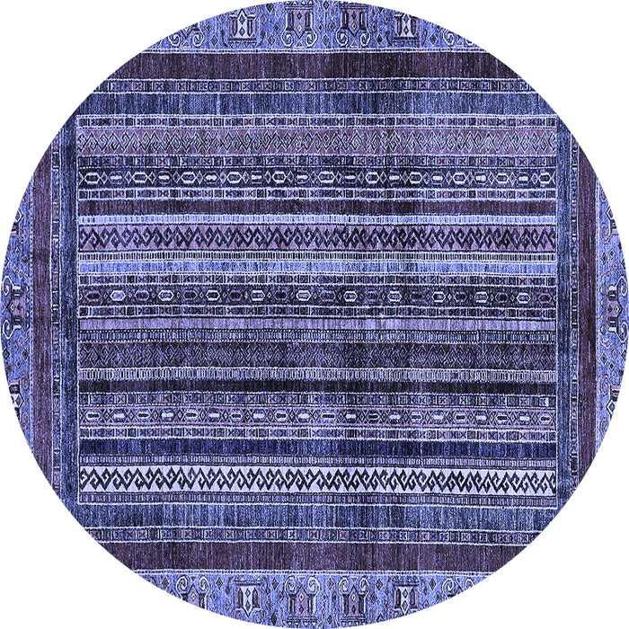Round Abstract Blue Modern Rug, abs662blu