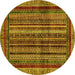 Round Abstract Yellow Modern Rug, abs662yw