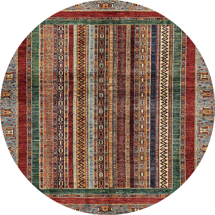 Round Machine Washable Abstract Saffron Red Rug, wshabs662