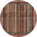 Round Machine Washable Abstract Saffron Red Rug, wshabs662