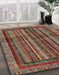 Abstract Saffron Red Modern Rug in Family Room, abs662