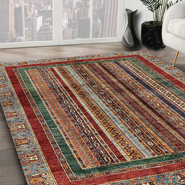 Abstract Saffron Red Modern Rug in Family Room, abs662