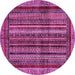 Round Machine Washable Abstract Pink Modern Rug, wshabs662pnk