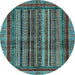 Round Machine Washable Abstract Light Blue Modern Rug, wshabs662lblu