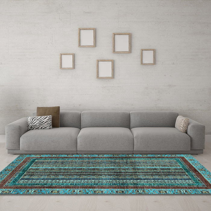 Machine Washable Abstract Light Blue Modern Rug in a Living Room, wshabs662lblu