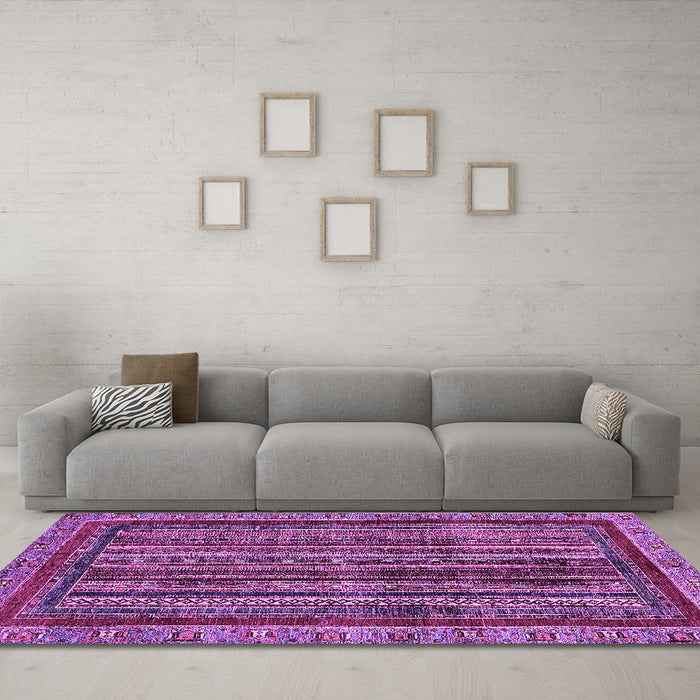 Machine Washable Abstract Purple Modern Area Rugs in a Living Room, wshabs662pur