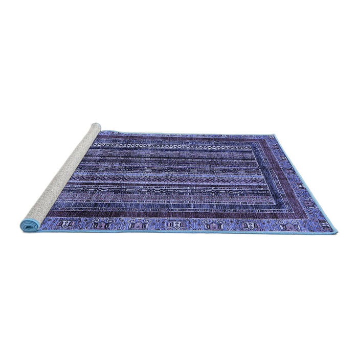 Sideview of Machine Washable Abstract Blue Modern Rug, wshabs662blu