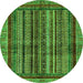 Round Abstract Green Modern Rug, abs662grn