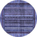 Round Machine Washable Abstract Blue Modern Rug, wshabs662blu