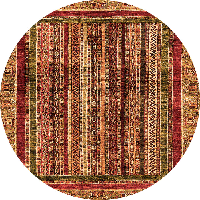 Round Machine Washable Abstract Orange Modern Area Rugs, wshabs662org
