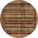 Round Machine Washable Abstract Brown Modern Rug, wshabs662brn