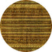 Round Machine Washable Abstract Yellow Modern Rug, wshabs663yw