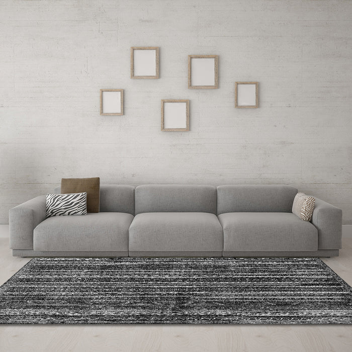 Machine Washable Abstract Gray Modern Rug in a Living Room,, wshabs663gry