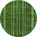 Round Abstract Green Modern Rug, abs663grn