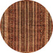 Round Abstract Orange Modern Rug, abs663org