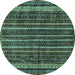 Round Abstract Turquoise Modern Rug, abs663turq