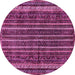 Round Machine Washable Abstract Pink Modern Rug, wshabs663pnk