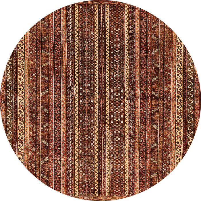 Round Machine Washable Abstract Orange Modern Area Rugs, wshabs663org