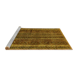 Sideview of Machine Washable Abstract Yellow Modern Rug, wshabs663yw