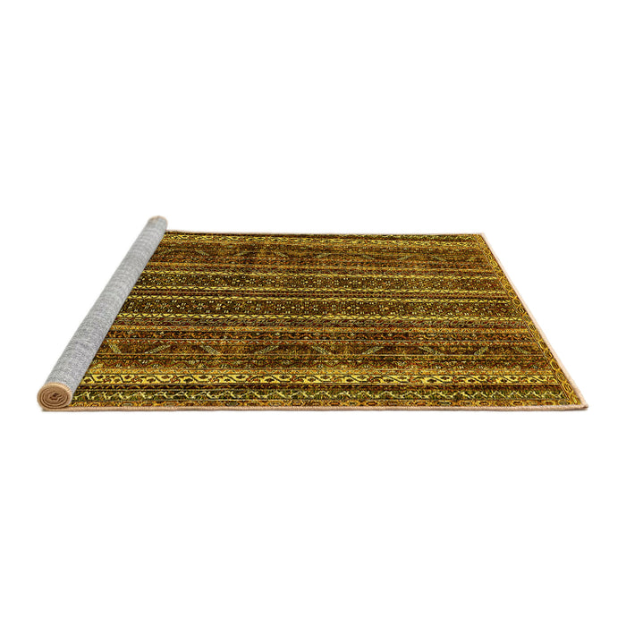 Sideview of Machine Washable Abstract Yellow Modern Rug, wshabs663yw