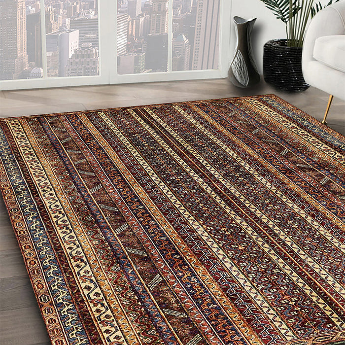 Abstract Red Modern Rug in Family Room, abs663