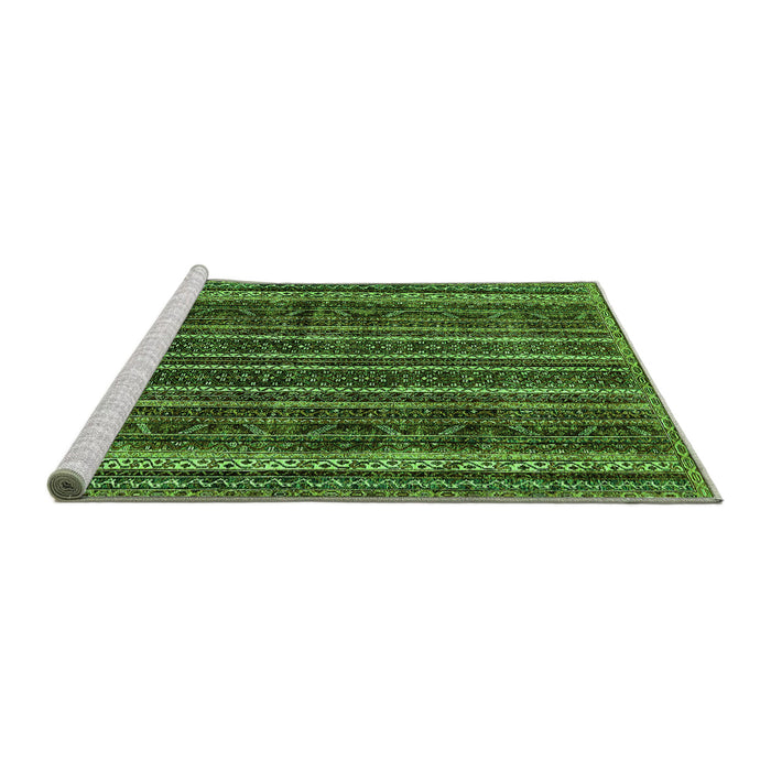 Sideview of Machine Washable Abstract Green Modern Area Rugs, wshabs663grn