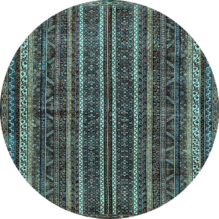 Round Abstract Light Blue Modern Rug, abs663lblu