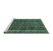 Sideview of Machine Washable Abstract Turquoise Modern Area Rugs, wshabs663turq