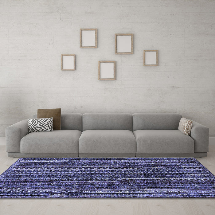 Machine Washable Abstract Blue Modern Rug in a Living Room, wshabs663blu