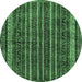 Round Abstract Emerald Green Modern Rug, abs663emgrn