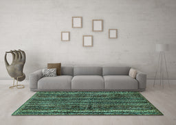 Machine Washable Abstract Turquoise Modern Area Rugs in a Living Room,, wshabs663turq
