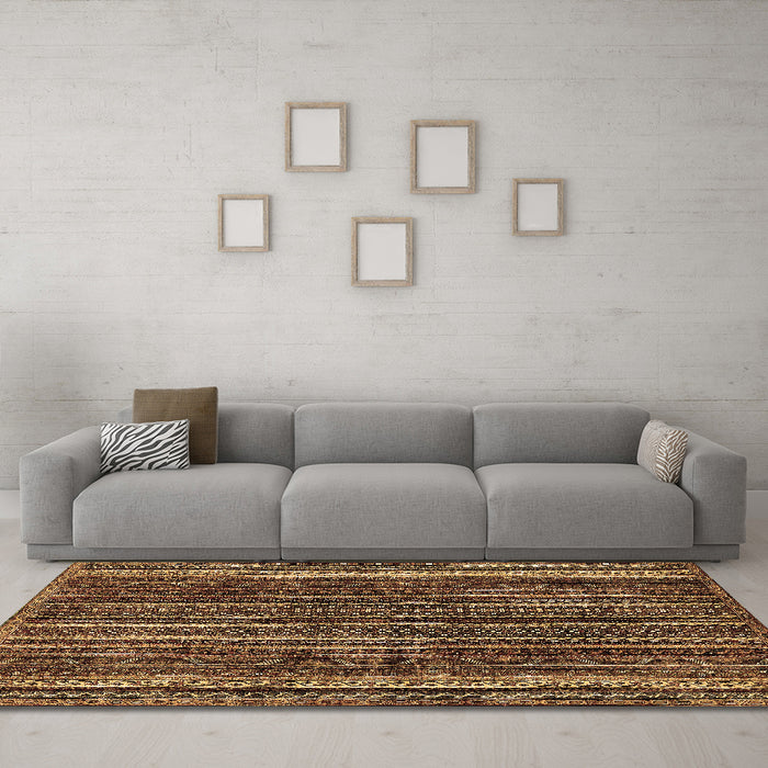 Machine Washable Abstract Brown Modern Rug in a Living Room,, wshabs663brn