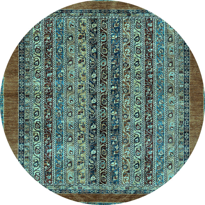 Round Machine Washable Abstract Light Blue Modern Rug, wshabs664lblu
