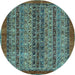 Round Machine Washable Abstract Light Blue Modern Rug, wshabs664lblu