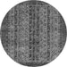 Round Machine Washable Abstract Gray Modern Rug, wshabs664gry